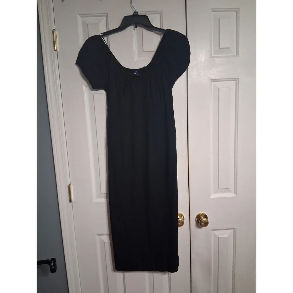 NWT Women's Old Navy Short Sleeve Scoop Neck Midi Dress Size S Black